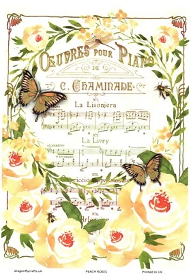 £1.70 • Buy Rice Paper Decoupage Butterfly Music Journaling, Scrapbooking, Craft, Upcycle.
