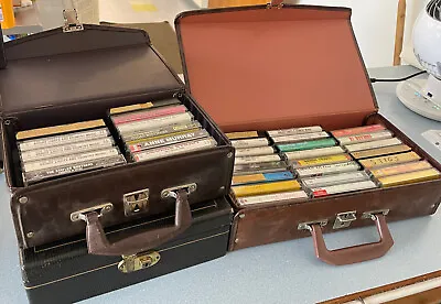 $50 • Buy Lot Of Cassette Tapes With 3 Vintage Leather Cases