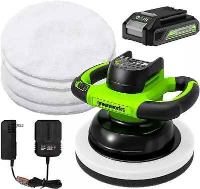 $99.99 • Buy Greenworks 24V 10  Cordless Car Buffer Auto Polisher Kit Battery Car Wax Machine