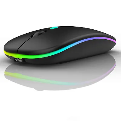£6.90 • Buy New Wireless Slim LED Mouse Rechargeable Cordless Mice For Dell Laptop USB Black