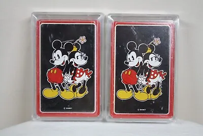 NEW Vintage 2 Decks Mickey Minnie Mouse Walt Disney Playing Cards Plastic Case • $14.99