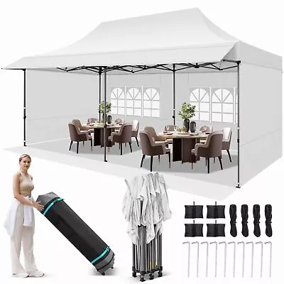 10x20ft Pop Up Canopy With Awning Heavy Duty Outdoor Commercial Vendors Gazebo • $89.99