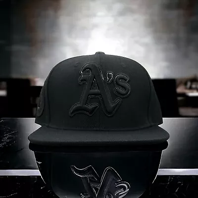 New Oakland Athletics PRO STANDARD Triple Black SnapBack Hat Men’s Flat Brim Cap • $29.99