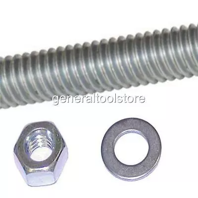 £5.69 • Buy Threaded Metric Bar Studding Rod Bzp Zinc Plated M4 M6 M8 M10 M12 Nuts Washers