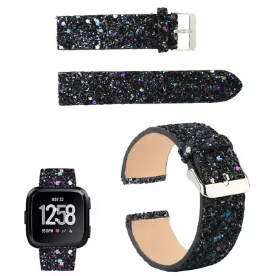 For Fitbit Versa 1/ Versa 2 Lady's Bling Glitter Leather Wrist Strap Watch Band  • $20.99
