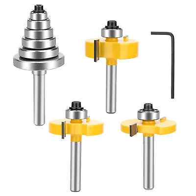 3Pcs 1/4 Inch Shank Rabbet Router Bit Set Wood Rabbeting Tools With 6 Bearings • $18.48