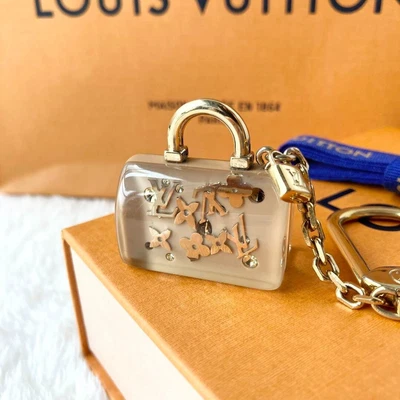 $149.90 • Buy Louis Vuitton Portocre Speedy Unclosure Key Ring Holder Charm Beige Gold