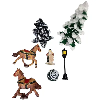 Christmas Village Background 7 Accessories Trees Horses Model Railroad Lamp Post • $11.37