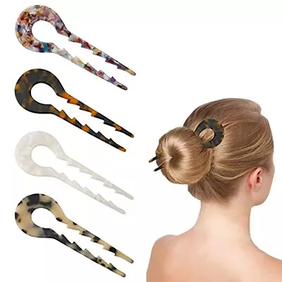 4 Pack French U Shaped Hair Pins Vintage 2 Prong Chignon Pin For Women Girls • $13.99