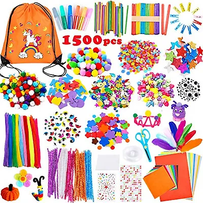 £24.17 • Buy 1500 Pieces Arts And Crafts Box DIY Crafting Set Kit Children Kids Gift Age 4-12