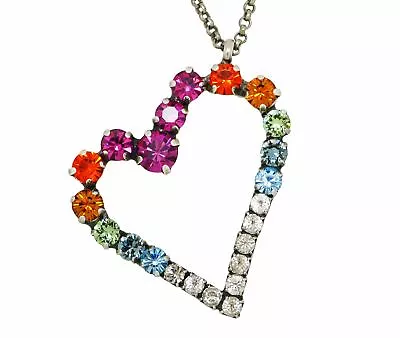 Dorata Handmade Swarovski Multicolor Heart Pendant Necklace Wear With Mariana • $74.95
