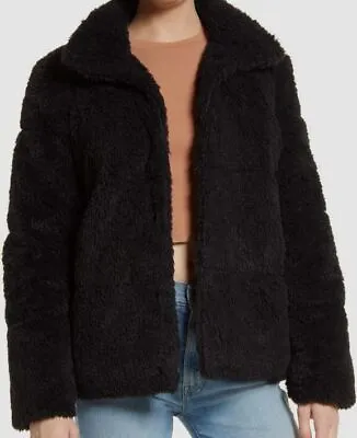 $99 Vero Moda Women's Black Felicity Faux Fur Short Teddy Jacket Size M • $31.98