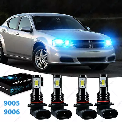 For Dodge Avenger 2010-2014 - 4X 8000K Combo LED Headlight Kit Hi/Low Beam Bulbs • $23.24