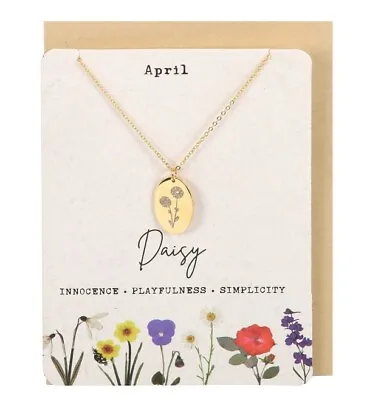 April Daisy Birth Flower Necklace Card - Birthday Mothers Day Special Gift • £8.99