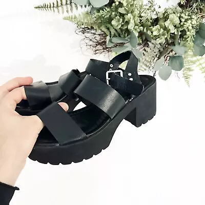 Madden Girl Platform Strap Sandals Black Size 7.5 Trendy • $18.80