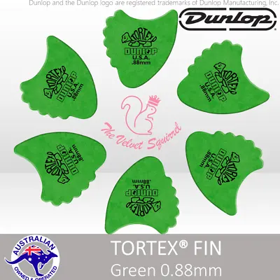 $9.59 • Buy 🔥🦈 6x Genuine Jim Dunlop TORTEX® FIN 🟢 Green 0.88mm Guitar Picks Plectrum