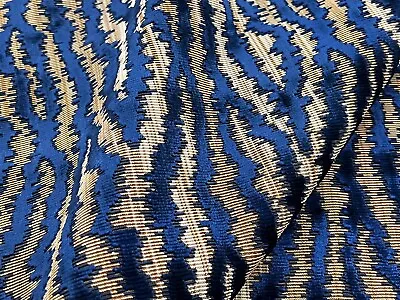 Casamance Epingle Stripe Cut Velvet Fabric- Jolie Josephine Bleu 3.25 Yd M248603 • $325