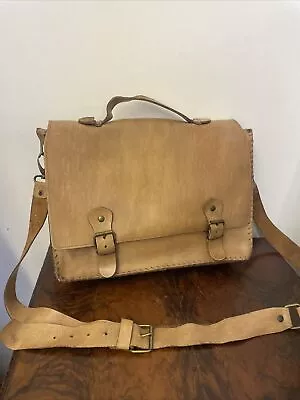 Gorgeous Quality Tan Leather Laptop Satchel Made In Italy - Stunning • £70