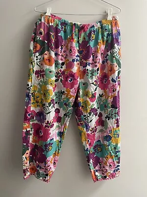 Peter Alexander Women’s Pyjama Pants 3/4 Length Sz L Cotton Bright Floral • $15.99