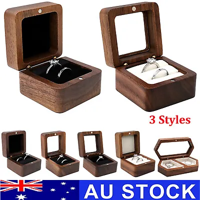 $15.99 • Buy Ring Storage Box Wooden Box Jewelry Display Proposal Engagement Wedding Ceremony