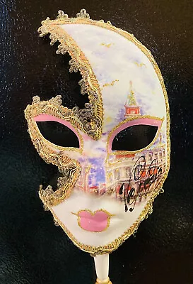 Venetian Half Mask Party Masquerade Theater Luxury Regal Halloween Handled Art • $19.99