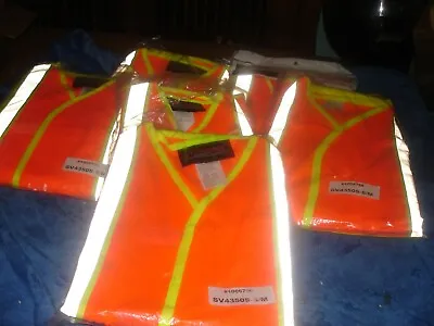 6   X-treme Orange Yellow Solid Vest Silver Reflective Tape Safety  Lot NEW  • $33.14