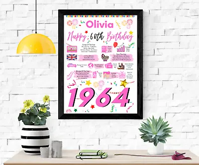 60TH Birthday Gift Present | 1964 The Year You Were Born Poster | Personalised • £4.95