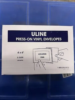 ULINE Clear Press On Vinyl Envelopes 4x6  S-3228 - 50/Carton - Free Shipping • $19.99