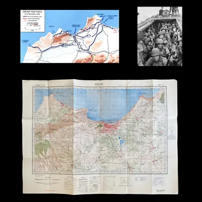 WWII Operation Torch Central Task Force Landing Oran Invasion Map  • $316