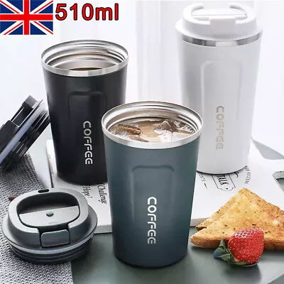 510ml Insulated Coffee Mug Thermal Cup Flask Vacuum Leakproof Stainless Steel • £8.09