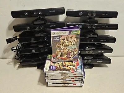 LOT 10 Genuine Black Microsoft Xbox 360 Motion Kinect Sensor Bar Camera W/ Games • $99.95