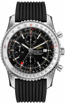 Breitling Navitimer World Chronograph GMT Stainless Steel Dual Timezone A24322 • $6295