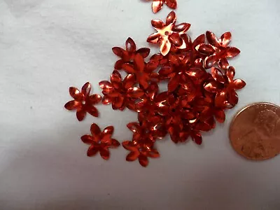 Vintage Metallic Red Daisy Shaped Sequins - 60 Pcs. • $2.99