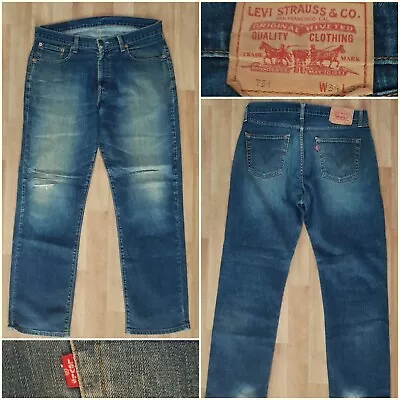 #22 Levi 751 Distressed Vintage Blue Jeans W34 X L31 • £3