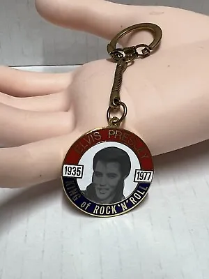 Elvis Presley Picture Keychain Key Ring Gold Tone Metal King Of Rock N Roll • $12.98