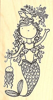 MERMAID Martha Wood Mounted Rubber Stamp IMPRESSION OBSESSION D19179 New • $15.16