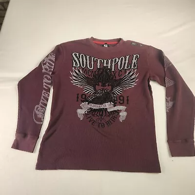 Southpole Thermal Shirt Men L Burgundy Crew Neck Long Sleeve Live To Ride 1991 • $25.99