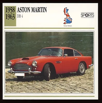 1958 - 1963 Aston Martin  DB4  Classic Cars Card • $4.95