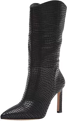 Vince Camuto SENIMDA Pointed Toe Black Snake Mid Calf High Heel Dress Boots • $29.95