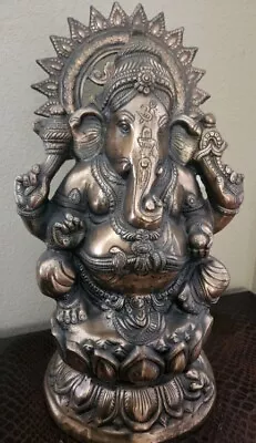 21  Large Ganesh Copper Plated Handmade Metal Statue • $100