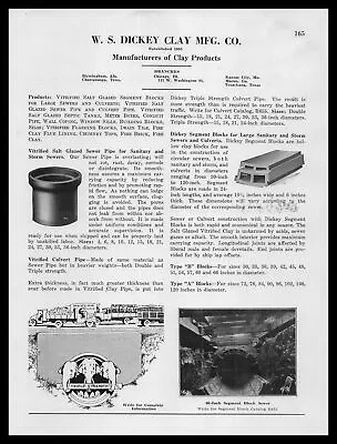 1926 W. S. Dickey Clay Mfg Chicago IL Products Photo Sewers & Culverts Print Ad • $21.36