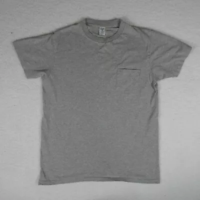 Velva-Sheen T-Shirt Men Size Medium Gray Made In USA Short Sleeve Pocket Tee • $4.99