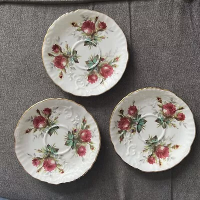 Hammersley Grandmother's Rose 3 X  Saucers; Vintage Embossed • £6.99