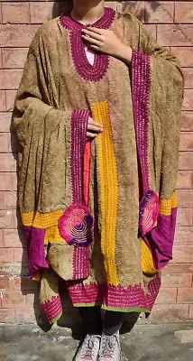 Kuchi Dress Caftan PASHTUN CULTURE Afghan Embroidery Kaftan Free SIZE ABAYA  K10 • $79.99
