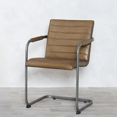 Leather Chair Olive Buffalo Leather Dining Chair Cantilever Chair Modern Chair • £295