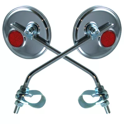 2x VINTAGE CLASSIC RETRO BIKE BICYCLE REAR VIEW MIRROR ROUND 3  HANDLEBAR CHROME • $14.95