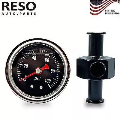 Liquid Fuel Pressure Regulator Gauge W/ 3/8  In-Line Adapter 0-100psi Meter • $17.99