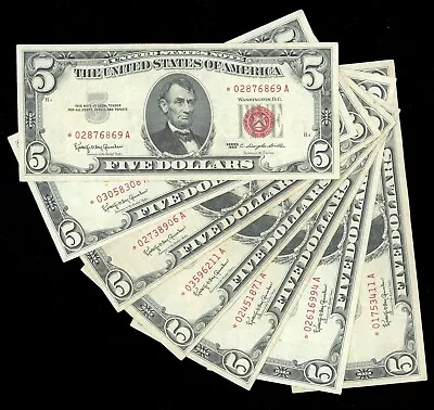 1963 $5 Red Seal U.S.Note Legal Tender STAR Note Red Seal Crisp VF *STAR* • $29.99