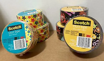 $8.45 • Buy Three Rolls 3M Scotch Star And Monster Gallery Duct Tape, Two Designs, Brand New