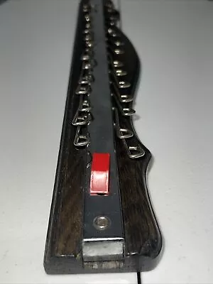 16 Hook Vintage Wood Brass Tie Rack Belt Closet Holder 19 Inches Push Button • $17.88